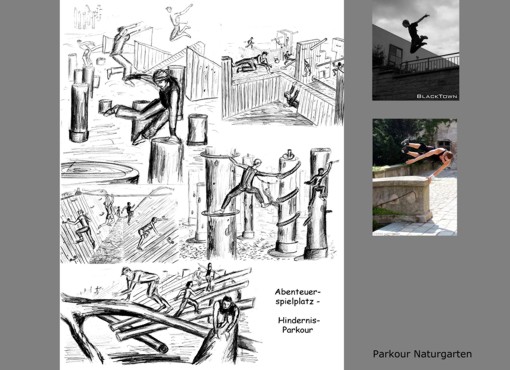 Illustration: Skizze für einen Abenteuerspielplatz Illustration: Skizze für einen Abenteuerspielplatz