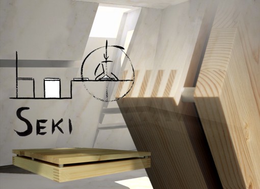 Seki: Idee, Ausführungszeichnung und Herstellung eines Sitzes im Postkarten Layout gestaltet Seki: Idee, Ausführungszeichnung und Herstellung eines Sitzes im Postkarten Layout gestaltet