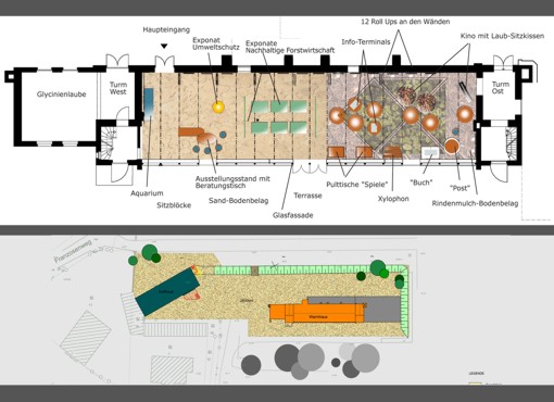 Entwurfsplan Ausstellung und Lageplan Warmhaus Entwurfsplan Ausstellung und Lageplan Warmhaus