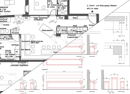 Kaffeerösterei: Raumplanung und Möbelentwurf Kaffeerösterei: Raumplanung und Möbelentwurf