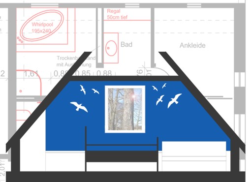 Landhaus: Entwurf Wandmalerei Jugendzimmer Landhaus: Entwurf Wandmalerei Jugendzimmer