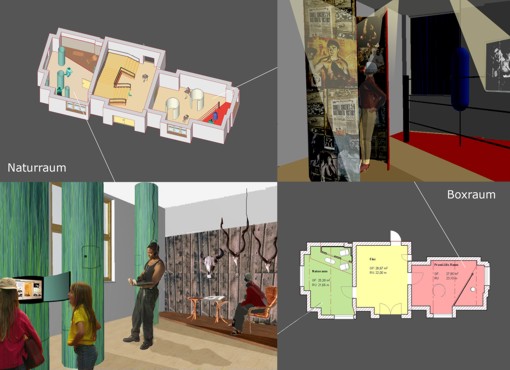 Max Schmeling Ausstellung: Grundriss und Visualisierung Max Schmeling Ausstellung: Grundriss und Visualisierung