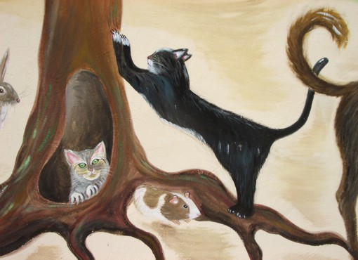 Wandmalerei: Tiere an der Außenwand Wandmalerei: Tiere an der Außenwand
