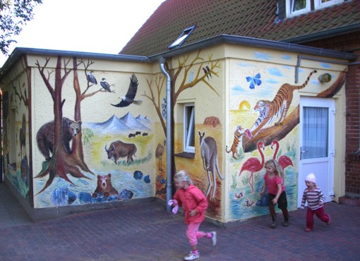 Fassadenmalerei: Tiere Asiens Fassadenmalerei: Tiere Asiens