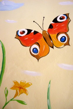 Wandmalerei: Schmetterling, Kita Marienkäfer Wandmalerei: Schmetterling, Kita Marienkäfer