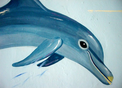 Fassadenmalerei: Delphin, Kita Marienkäfer Fassadenmalerei: Delphin, Kita Marienkäfer