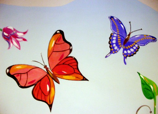 Wandmalerei: Schmetterlinge, Kita Marienk&auml;fer